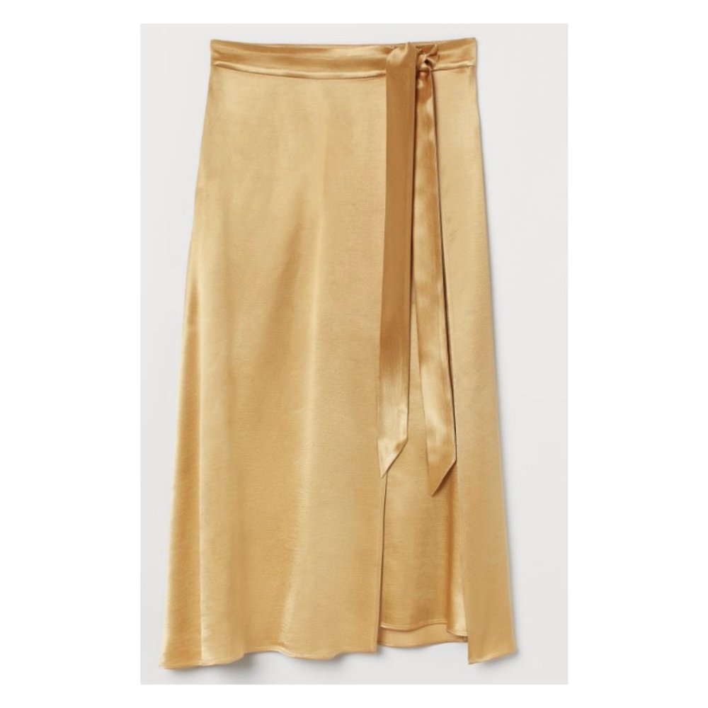 Faux Wrap Satin Skirt